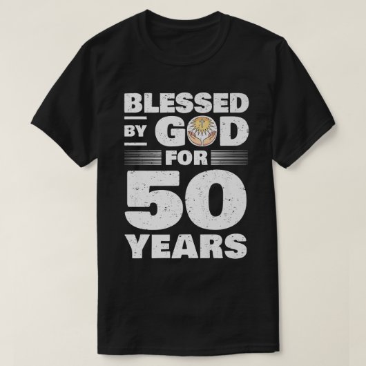 神の恵みを受けて50年 50歳の誕生日 Tシャツ (デザイン正面)