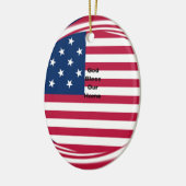 神の恵みを我が家に:アメリカ国旗 スワール アート セラミックオーナメント (左)