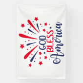 神の恵みアメリカ – 星の付いた献上品 横断幕 (縦)