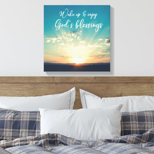 神の恵み引用文と初期の日の出の梁 キャンバスプリント (インサイチュ (寝室))