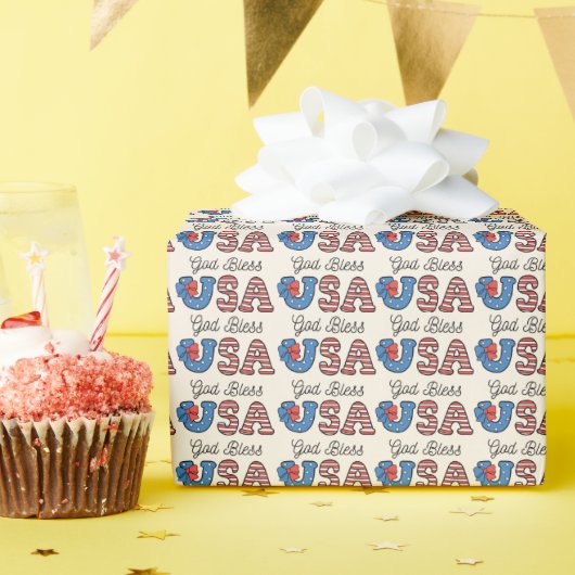 神の恵み米国の統一された州 ラッピングペーパー (誕生日パーティー)