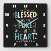 神の恵み：聖書の聖句のイルミネーション スクエア壁時計 (正面)