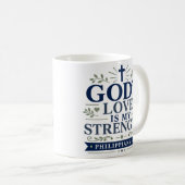 神の愛が私の力 Daily Faith Quote コーヒーマグカップ (正面右)