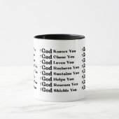 神の愛と約束の信仰に満ちた献身 マグカップ (中央)