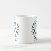 神の愛に包まれて 安らぎの信仰の引用 コーヒーマグカップ (中央)