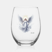 神の愛に流れる天使 ステムなしワイングラス (正面)
