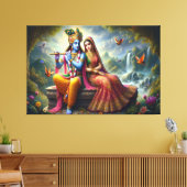 神の愛の芸術:クリシュナラダ,スピリチュアル神 キャンバスプリント (インサイチュ (リビング))