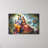 神の愛の芸術:クリシュナラダ,スピリチュアル神 キャンバスプリント (正面)