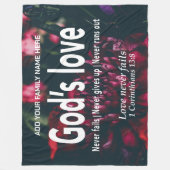 神の愛はキリスト教の聖書の家族の名前を必ず破る フリースブランケット (正面)