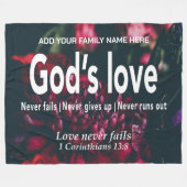 神の愛はキリスト教の聖書の家族の名前を必ず破る フリースブランケット (正面(横))