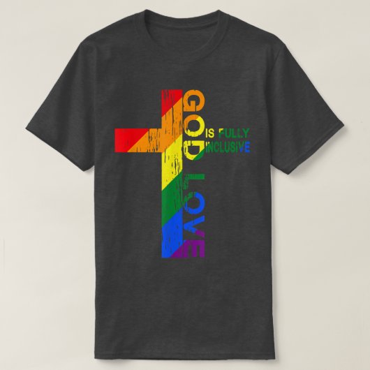 神の愛は完全に包摂的なクリスチャン・イエスLGBT Tシャツ (デザイン正面)