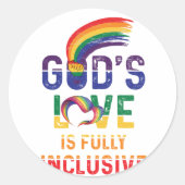 神の愛は完全に包摂的なLGBTQアリーゲイプライド ラウンドシール (正面)