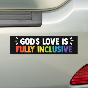 神の愛は完全に包摂的なLGBTQゲイクリスチャン バンパーステッカー