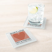 神の愛は永遠に無料Noサブスクリプションのクリスチャン ガラスコースター (アングル)