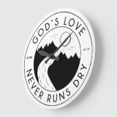 神の愛は決して走乾燥しないヨハネ4:14聖書の詩 ラージ壁時計 (傾斜)