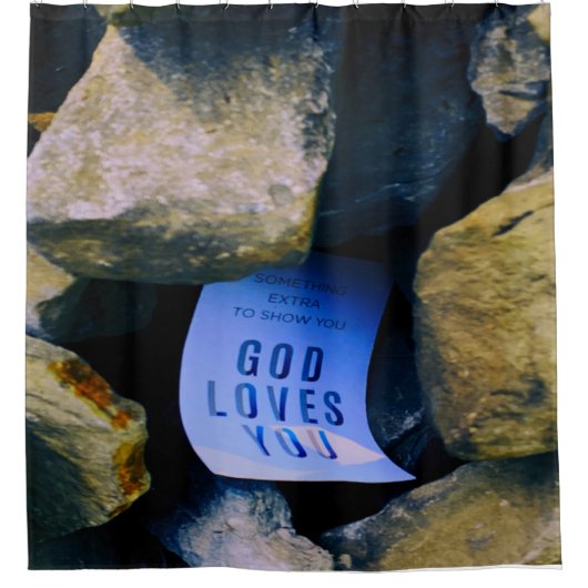 神の愛を思い出させる。キリスト教信仰 シャワーカーテン (正面)