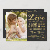 神の愛エレガント金ゴールド型クリスマスフォトブラック シーズンカード (正面/裏面)