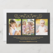 神の愛エレガント金ゴールド型クリスマスフォトブラック シーズンカード (裏面)