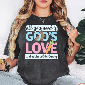 神の愛チョコレートウサギにんじんイースター名言 Tシャツ