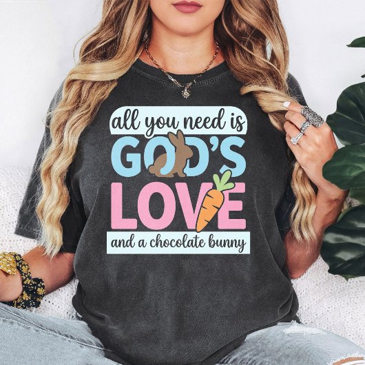 神の愛チョコレートウサギにんじんイースター名言 Tシャツ