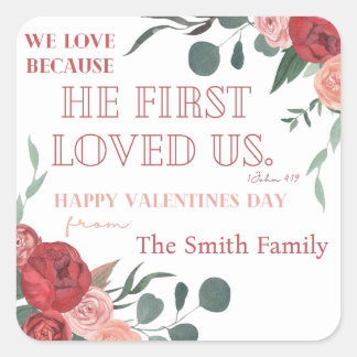 神の愛バレンタイントリートバッグステッカー水色 スクエアシール