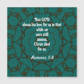 神の愛聖なる書物、 経典引用文ローマ5:8 (正面)