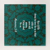 神の愛聖なる書物、 経典引用文ローマ5:8 ジグソーパズル (横)