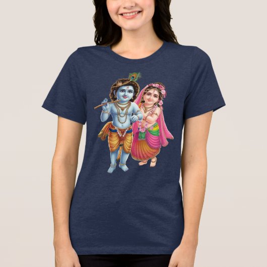 神の愛：ラダ・クリシュナ トライブレンドＴシャツ (正面)