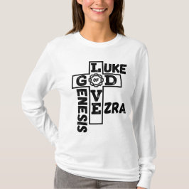 神の愛Biblicalクロスワード女性の長袖 Tシャツ