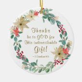 神の感謝してい聖句に聖降誕祭を捧げなさい セラミックオーナメント (正面)