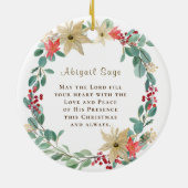 神の感謝してい聖句に聖降誕祭を捧げなさい セラミックオーナメント (裏面)