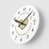 神の慈悲の時間祈りの言葉十字架 ラウンド壁時計 (傾斜)