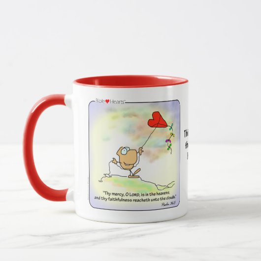 神の慈悲を描いたクリスチャン コーヒー マグカップ (左)