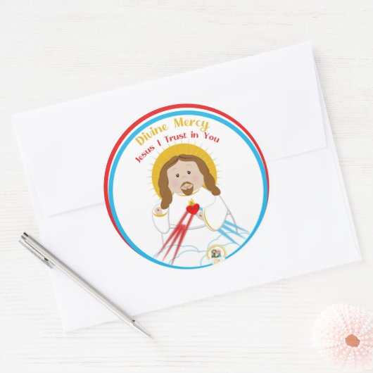 神の慈悲イエス私があなたを信頼する ラウンドシール (封筒)