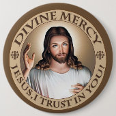 神の慈悲イエス私はあなたを信頼する!献身的ギア 缶バッジ (正面)