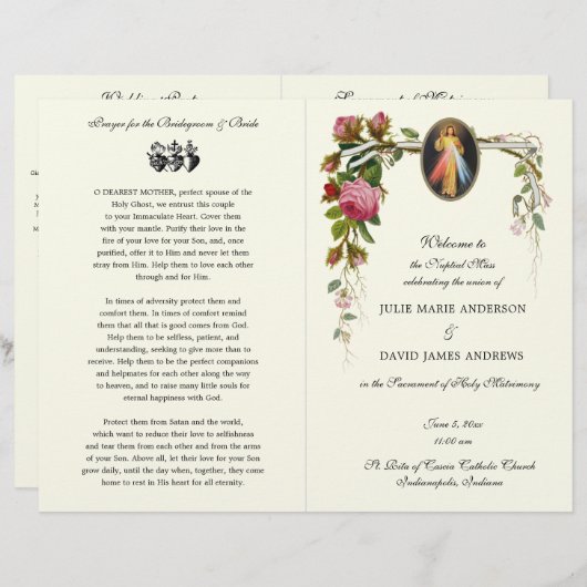 神の慈悲カトリック教会 合同結婚式プログラム (正面/裏面)