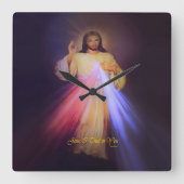 神の慈悲金ゴールド スクエア壁時計 (正面)