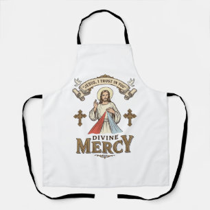 神の慈悲 イエス ビンテージ 彫刻 宗教Tシャツ エプロン