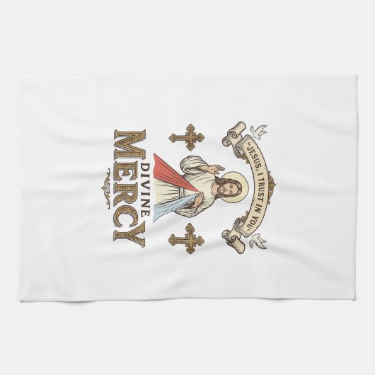 神の慈悲 イエス ビンテージ 彫刻 宗教Tシャツ キッチンタオル (横)