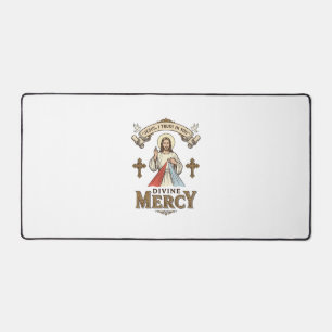 神の慈悲 イエス ビンテージ 彫刻 宗教Tシャツ デスクマット