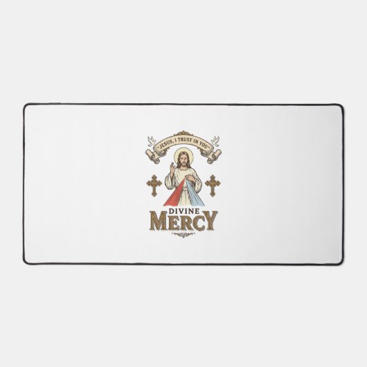 神の慈悲 イエス ビンテージ 彫刻 宗教Tシャツ デスクマット (正面)