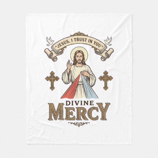 神の慈悲 イエス ビンテージ 彫刻 宗教Tシャツ フリースブランケット (正面)