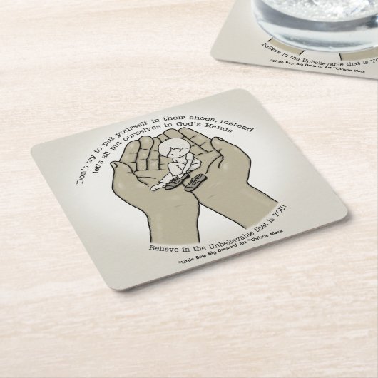 神の手に スクエアペーパーコースター (アングル)