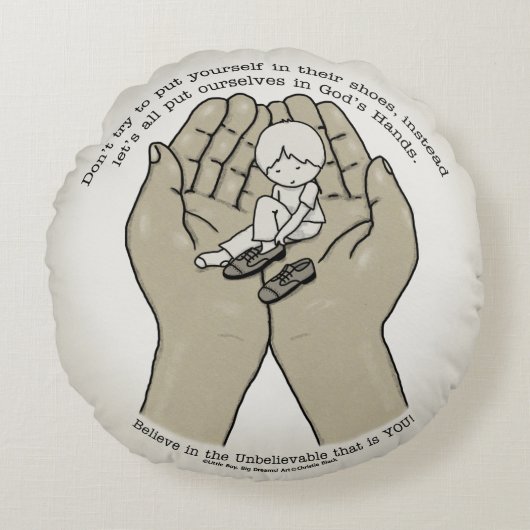 神の手に ラウンドクッション (正面)