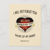 神の手のひらに刻まれた、聖書 ポストカード (正面)