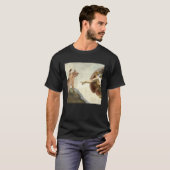 神の手をおっぴろく面白い猫、神の手をひっかくパロディ Tシャツ (正面フル)