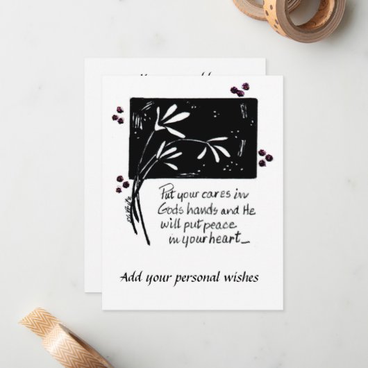 神の手気ににあなたのB&Wアートノートカードを置く ノートカード (正面/裏面インサイチュ)