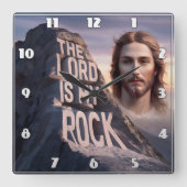 神の救い主は私の岩 スクエア壁時計 (正面)