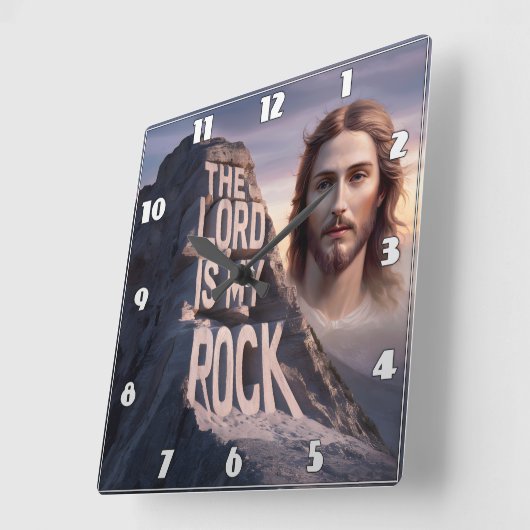 神の救い主は私の岩 スクエア壁時計 (傾斜)