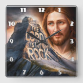 神の救い主は私の岩 スクエア壁時計 (正面)